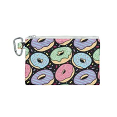 Colorful Donut Seamless Pattern On Black Vector Canvas Cosmetic Bag (small) by Sobalvarro