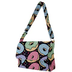Colorful Donut Seamless Pattern On Black Vector Full Print Messenger Bag (s) by Sobalvarro