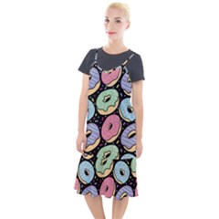 Colorful Donut Seamless Pattern On Black Vector Camis Fishtail Dress by Sobalvarro