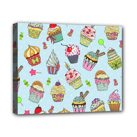 Cupcake Doodle Pattern Canvas 10  X 8  (stretched) by Sobalvarro