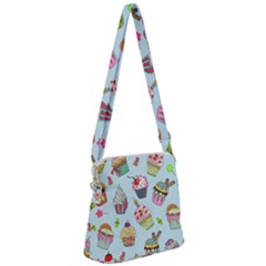 Cupcake Doodle Pattern Zipper Messenger Bag by Sobalvarro