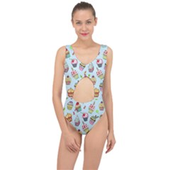 Cupcake Doodle Pattern Center Cut Out Swimsuit by Sobalvarro