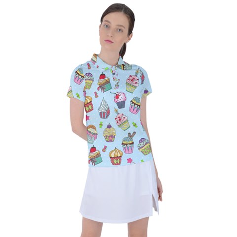 Cupcake Doodle Pattern Women s Polo Tee by Sobalvarro
