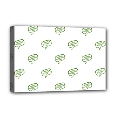 Happy St Patricks Day Symbol Motif Pattern Deluxe Canvas 18  X 12  (stretched) by dflcprintsclothing