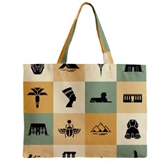 Egyptian Flat Style Icons Zipper Mini Tote Bag by Wegoenart