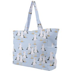 Cute Seagulls Seamless Pattern Light Blue Background Simple Shoulder Bag by Wegoenart