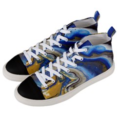Peinture Acrylique Bleu Men s Mid-top Canvas Sneakers by kcreatif