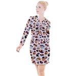 Gems Button Long Sleeve Dress