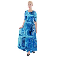 Blue Waves Half Sleeves Maxi Dress by Sparkle