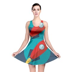 Rocket With Science Related Icons Image Reversible Skater Dress by Vaneshart