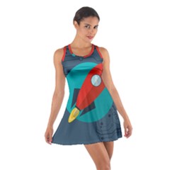 Rocket With Science Related Icons Image Cotton Racerback Dress by Vaneshart