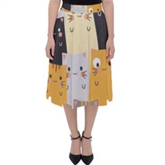 Seamless Pattern Cute Cat Cartoons Classic Midi Skirt by Vaneshart