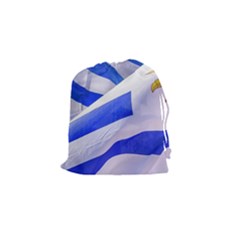 Uruguay Flags Waving Drawstring Pouch (small) by dflcprintsclothing