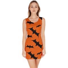 Halloween Card With Bats Flying Pattern Bodycon Dress by Vaneshart
