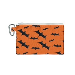 Halloween Card With Bats Flying Pattern Canvas Cosmetic Bag (small) by Vaneshart