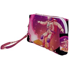 Astronaut Spacesuit Standing Surfboard Surfing Milky Way Stars Wristlet Pouch Bag (small) by Vaneshart