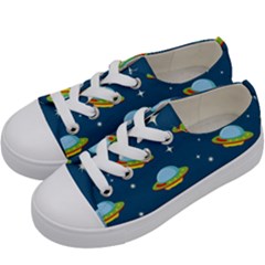 Seamless Pattern Ufo With Star Space Galaxy Background Kids  Low Top Canvas Sneakers by Vaneshart