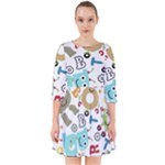 Seamless Pattern Vector With Funny Robots Cartoon Smock Dress