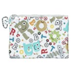 Seamless Pattern Vector With Funny Robots Cartoon Canvas Cosmetic Bag (XL)