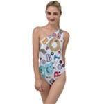 Seamless Pattern Vector With Funny Robots Cartoon To One Side Swimsuit