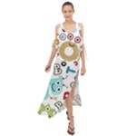 Seamless Pattern Vector With Funny Robots Cartoon Maxi Chiffon Cover Up Dress