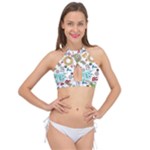 Seamless Pattern Vector With Funny Robots Cartoon Cross Front Halter Bikini Top