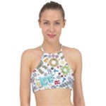 Seamless Pattern Vector With Funny Robots Cartoon Racer Front Bikini Top