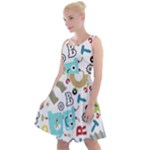 Seamless Pattern Vector With Funny Robots Cartoon Knee Length Skater Dress