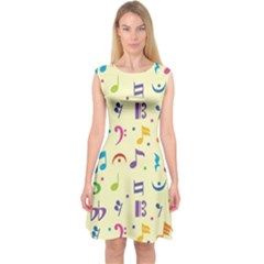 Seamless Pattern Musical Note Doodle Symbol Capsleeve Midi Dress by Vaneshart