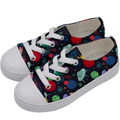 Cosmos Ufo Concept Seamless Pattern Kids  Low Top Canvas Sneakers by Vaneshart