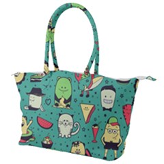 Seamless Pattern With Funny Monsters Cartoon Hand Drawn Characters Unusual Creatures Canvas Shoulder Bag by Vaneshart