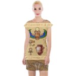 Egypt Horizontal Illustration Cap Sleeve Bodycon Dress