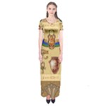 Egypt Horizontal Illustration Short Sleeve Maxi Dress
