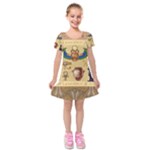 Egypt Horizontal Illustration Kids  Short Sleeve Velvet Dress