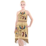 Egypt Horizontal Illustration High-Low Halter Chiffon Dress 
