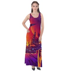 Far Future Human Colonization Sleeveless Velour Maxi Dress by Vaneshart