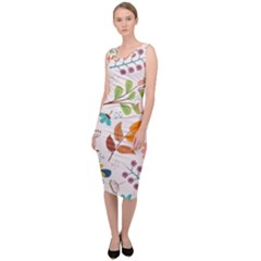 Colorful Ditsy Floral Print Background Sleeveless Pencil Dress by Vaneshart