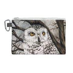 Snowy Owl Canvas Cosmetic Bag (large) by ArtByThree