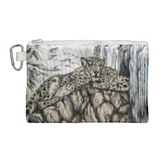 Snow Leopards Canvas Cosmetic Bag (large) by ArtByThree