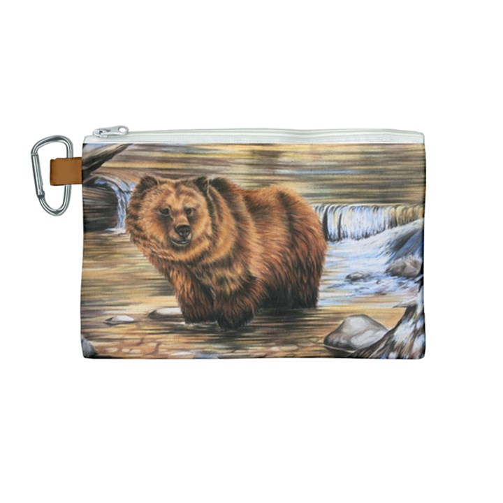 Brown Bear Canvas Cosmetic Bag (Medium)