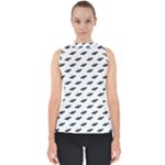 Freedom Concept Graphic Silhouette Pattern Mock Neck Shell Top