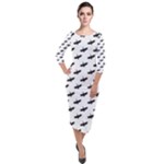 Freedom Concept Graphic Silhouette Pattern Quarter Sleeve Midi Velour Bodycon Dress
