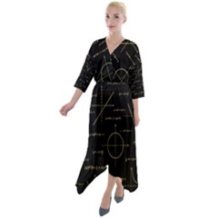 Abstract Math Pattern Quarter Sleeve Wrap Front Maxi Dress by Vaneshart