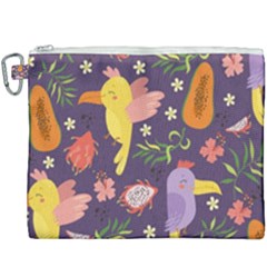 Exotic Seamless Pattern With Parrots Fruits Canvas Cosmetic Bag (xxxl) by Vaneshart