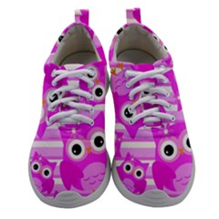 Pink Owl Pattern Background Athletic Shoes by Vaneshart