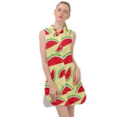 Watermelon Pattern Sleeveless Shirt Dress by Vaneshart