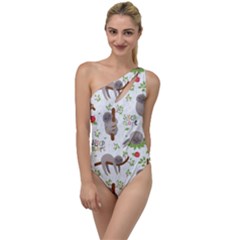 Seamless Pattern With Cute Sloths Sleep More To One Side Swimsuit by Vaneshart