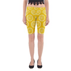 Lemon Fruits Slice Seamless Pattern Yoga Cropped Leggings by Vaneshart