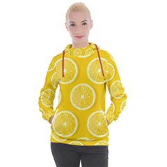 Lemon Fruits Slice Seamless Pattern Women s Hooded Pullover by Vaneshart