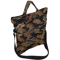 Oriental Traditional Seamless Pattern Dragon Fold Over Handle Tote Bag by Vaneshart